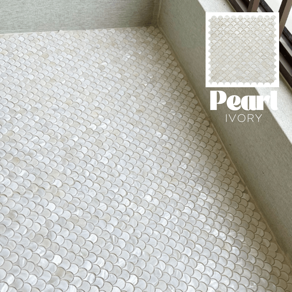 โมเสคเปลือกหอย TIMELESS TILES รุ่น PEARL SEASHELL MOSAIC 30 X 30 ซม. สีขาว IVORY WHITE ทรงพัด ผิวเงา_3